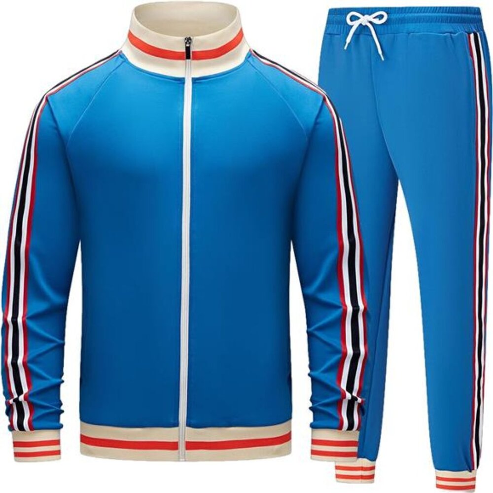 NEW Men's Track suits Sets Long Sleeve Full-zip Sweatsuit Active Jackets and